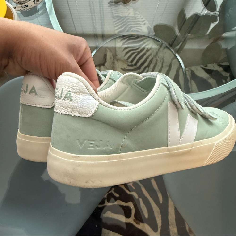 Veja Casual Velcro Sneakers in Sage Green - Picture 3 of 9